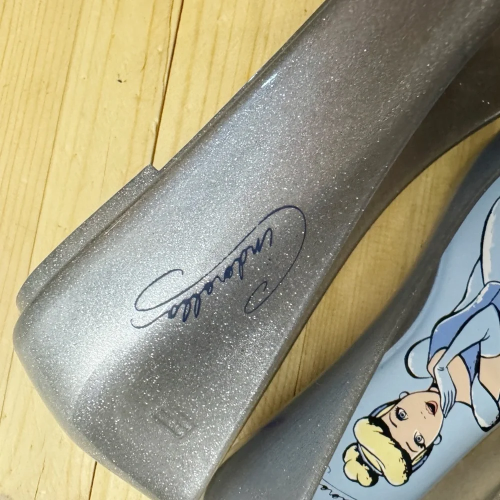 Mini Melissa Disney Cinderella Silver Jelly Ballet Flats Girls Size 13 Heart Toe
